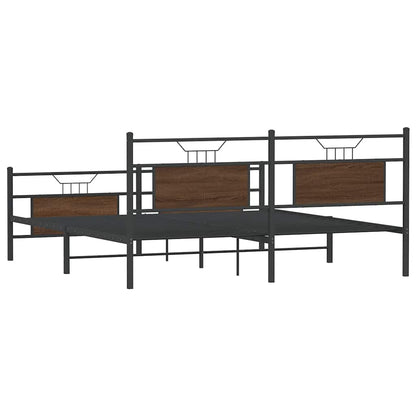 vidaXL Metal Bed Frame without Mattress Brown Oak 160x200 cm