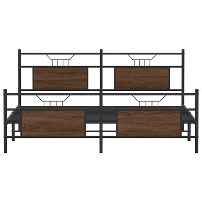vidaXL Metal Bed Frame without Mattress Brown Oak 180x200 cm Super King