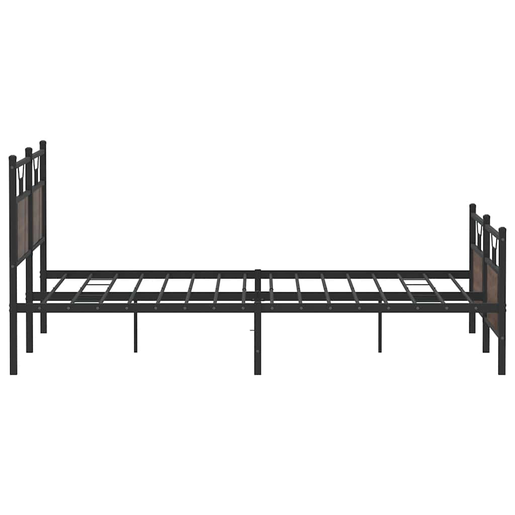 vidaXL Metal Bed Frame without Mattress Brown Oak 180x200 cm Super King