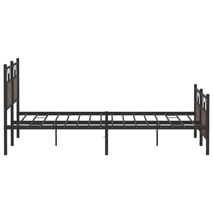 vidaXL Metal Bed Frame without Mattress Brown Oak 180x200 cm Super King