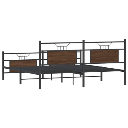 vidaXL Metal Bed Frame without Mattress Brown Oak 180x200 cm Super King
