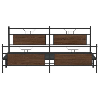 vidaXL Metal Bed Frame without Mattress Brown Oak 193x201 cm