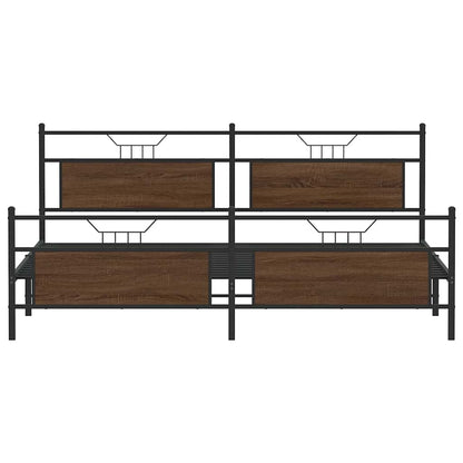 vidaXL Metal Bed Frame without Mattress Brown Oak 200x200 cm