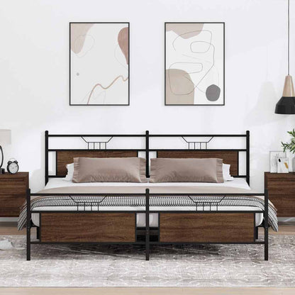 vidaXL Metal Bed Frame without Mattress Brown Oak 200x200 cm