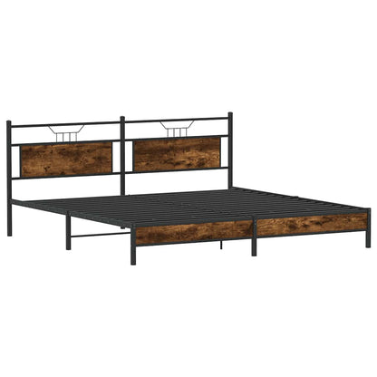 vidaXL Metal Bed Frame without Mattress Smoked Oak 193x201 cm