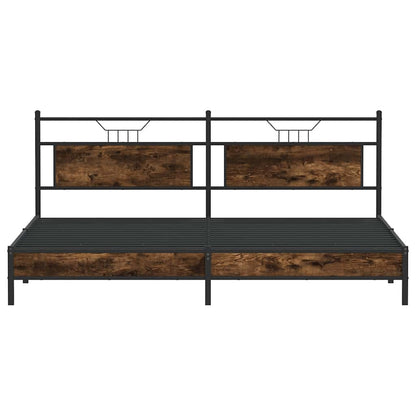 vidaXL Metal Bed Frame without Mattress Smoked Oak 193x201 cm