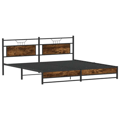 vidaXL Metal Bed Frame without Mattress Smoked Oak 193x201 cm