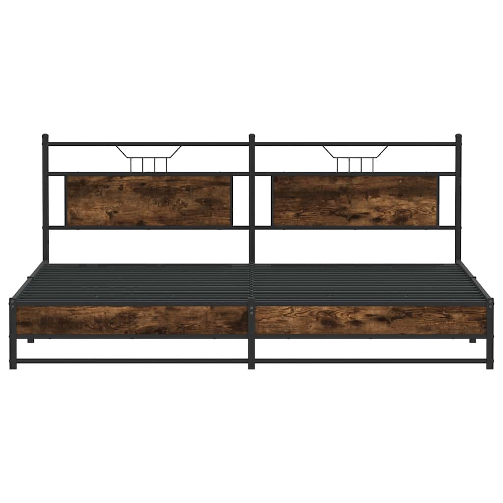 vidaXL Metal Bed Frame without Mattress Smoked Oak 193x201 cm