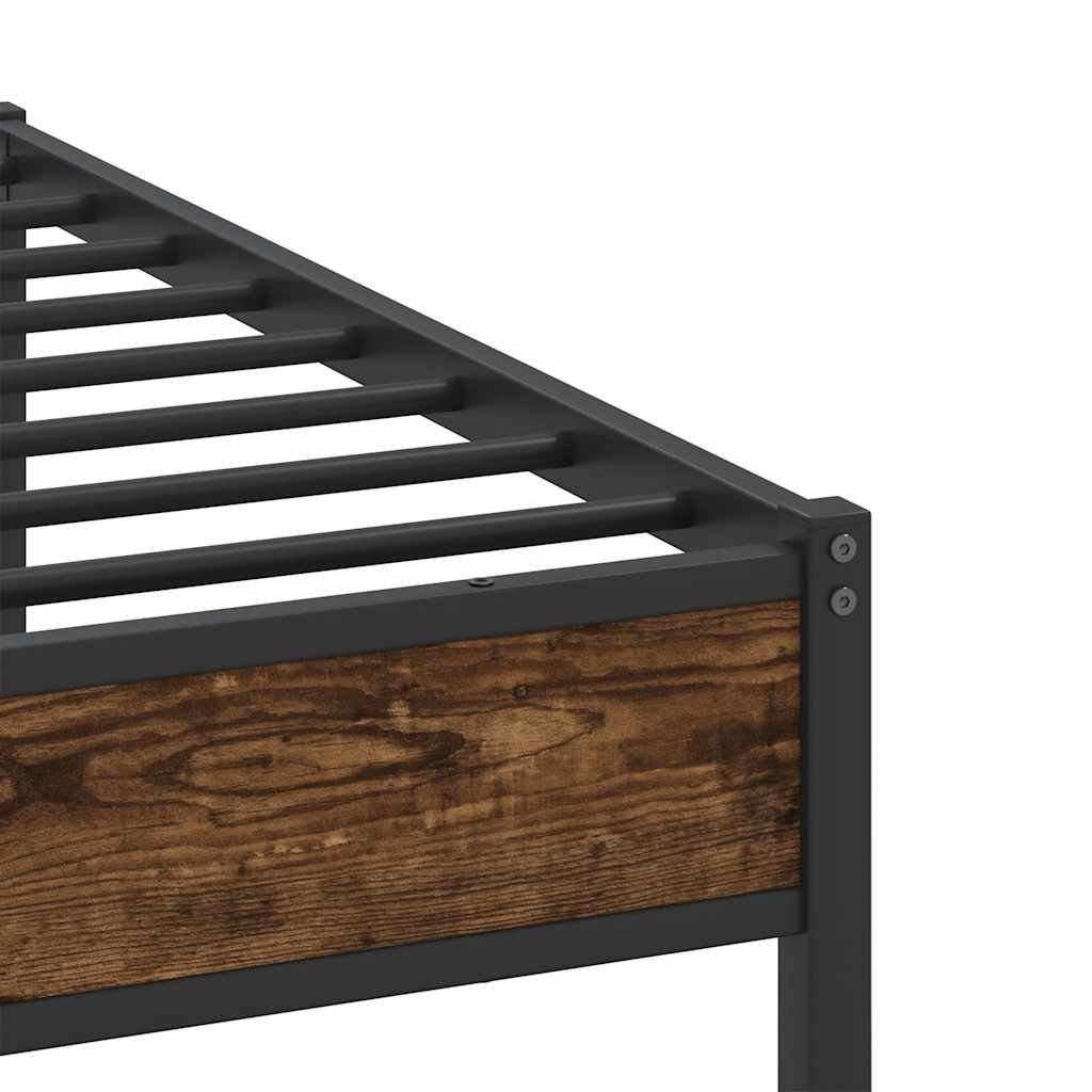 vidaXL Metal Bed Frame without Mattress Smoked Oak 193x201 cm