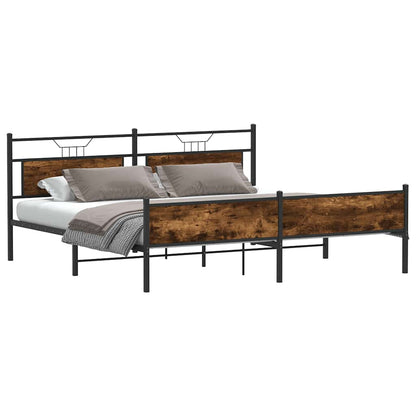 vidaXL Metal Bed Frame without Mattress Smoked Oak 193x201 cm