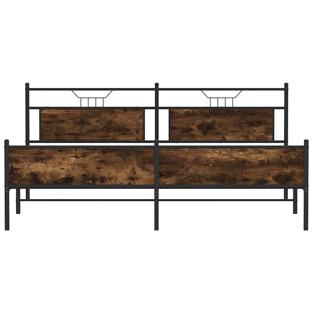 vidaXL Metal Bed Frame without Mattress Smoked Oak 193x201 cm
