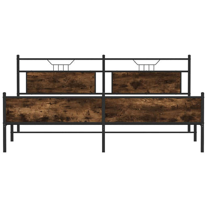 vidaXL Metal Bed Frame without Mattress Smoked Oak 193x201 cm