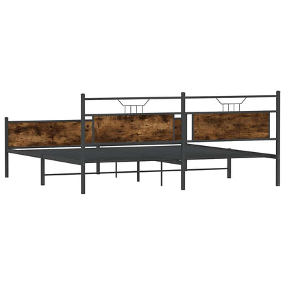 vidaXL Metal Bed Frame without Mattress Smoked Oak 193x201 cm