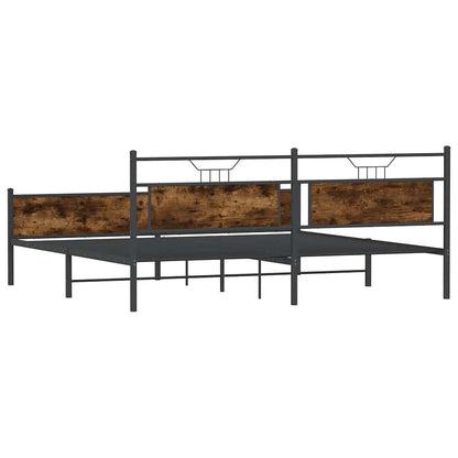 vidaXL Metal Bed Frame without Mattress Smoked Oak 200x200 cm