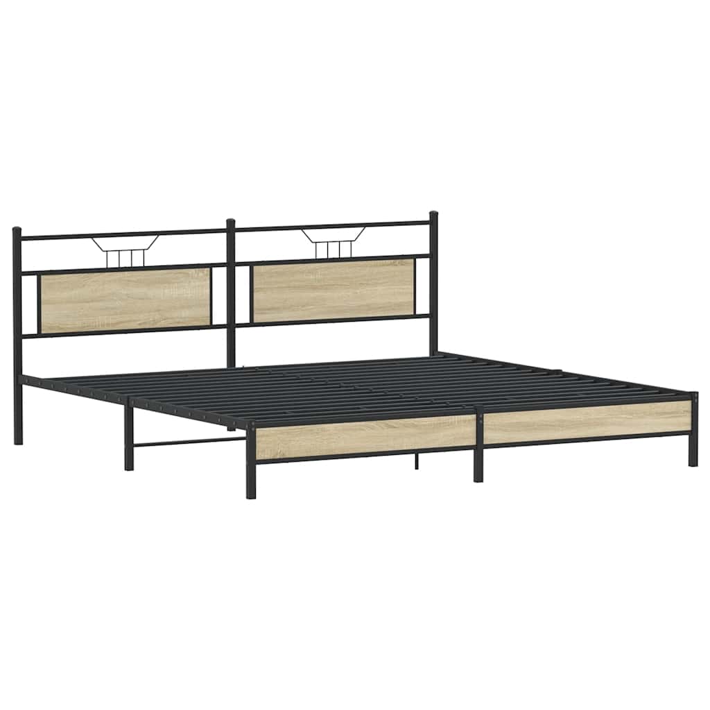 vidaXL Metal Bed Frame without Mattress Sonoma Oak 193x201 cm