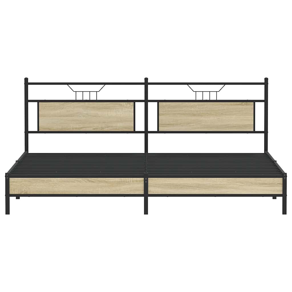 vidaXL Metal Bed Frame without Mattress Sonoma Oak 193x201 cm