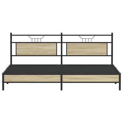 vidaXL Metal Bed Frame without Mattress Sonoma Oak 193x201 cm