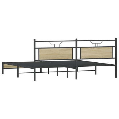 vidaXL Metal Bed Frame without Mattress Sonoma Oak 193x201 cm