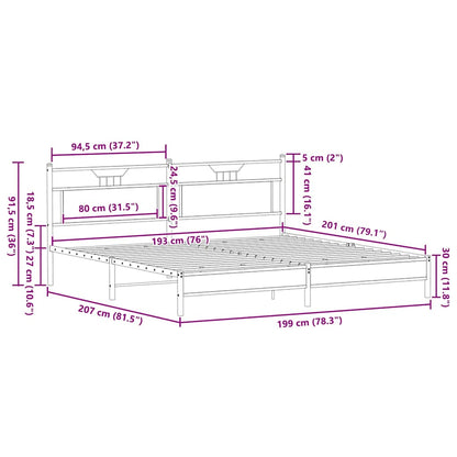 vidaXL Metal Bed Frame without Mattress Sonoma Oak 193x201 cm