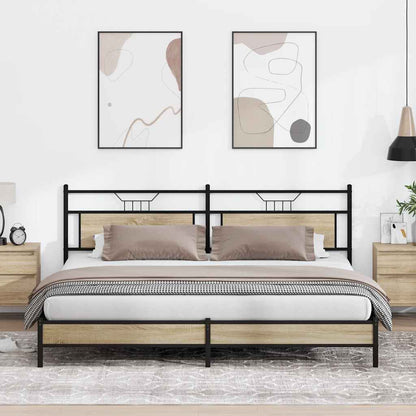 vidaXL Metal Bed Frame without Mattress Sonoma Oak 193x201 cm