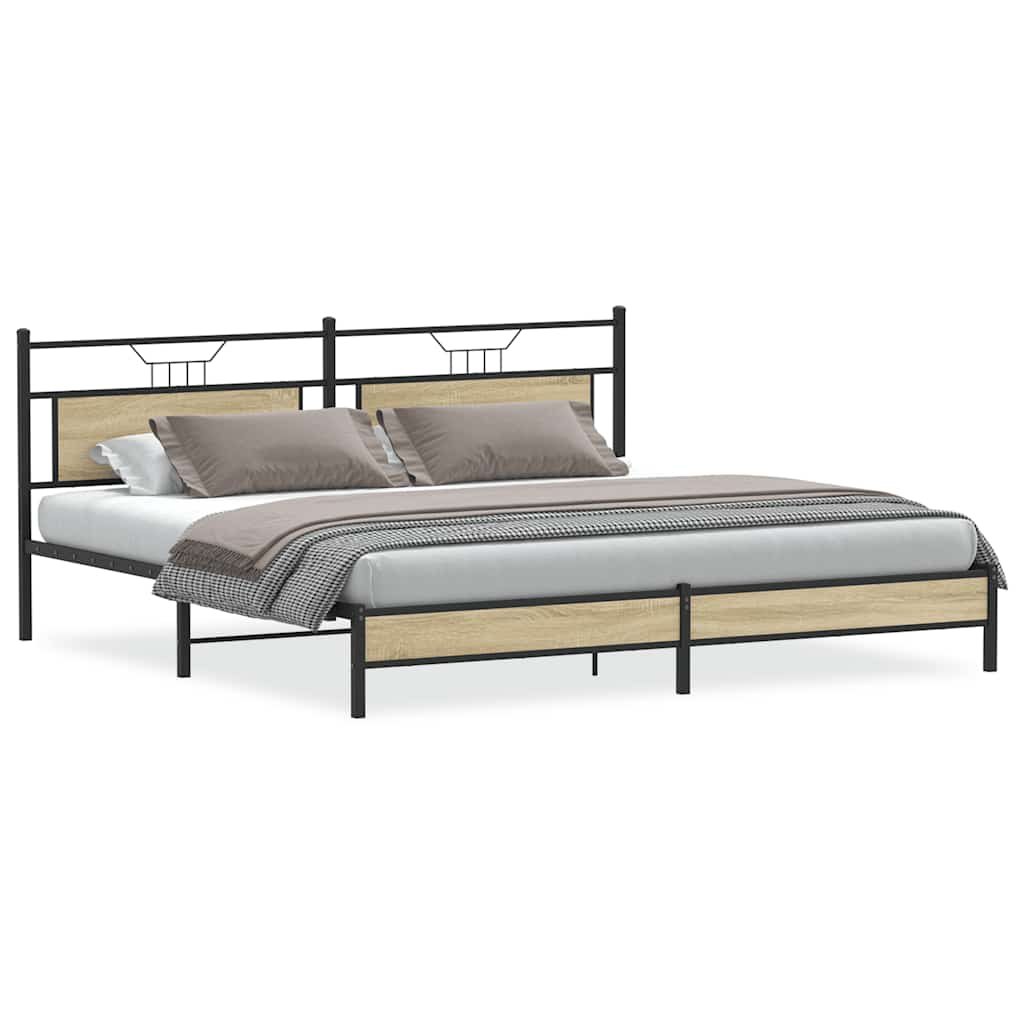 vidaXL Metal Bed Frame without Mattress Sonoma Oak 200x200 cm