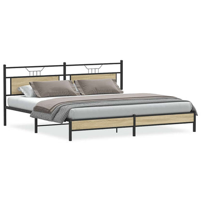 vidaXL Metal Bed Frame without Mattress Sonoma Oak 200x200 cm