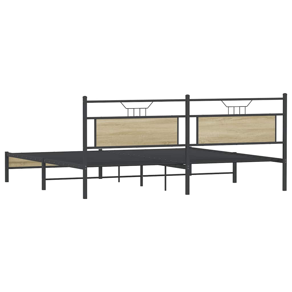 vidaXL Metal Bed Frame without Mattress Sonoma Oak 200x200 cm