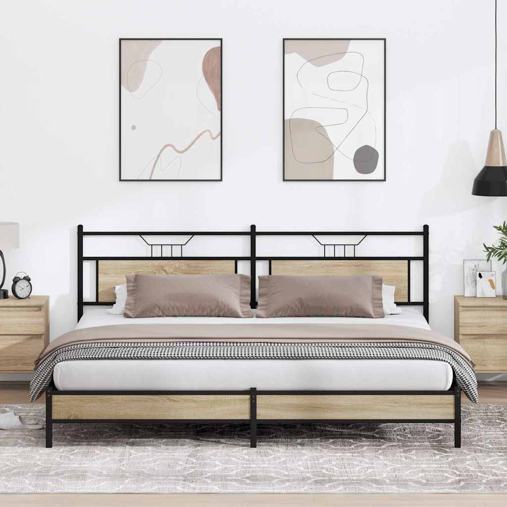 vidaXL Metal Bed Frame without Mattress Sonoma Oak 200x200 cm