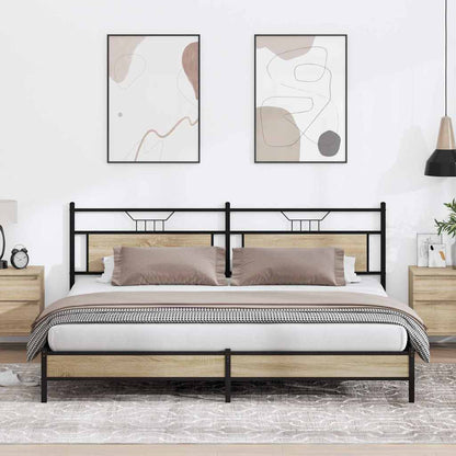 vidaXL Metal Bed Frame without Mattress Sonoma Oak 200x200 cm