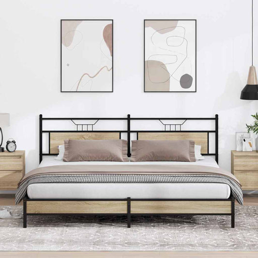 vidaXL Metal Bed Frame without Mattress Sonoma Oak 200x200 cm