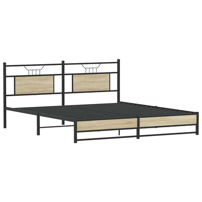 vidaXL Metal Bed Frame without Mattress Sonoma Oak 183x213 cm