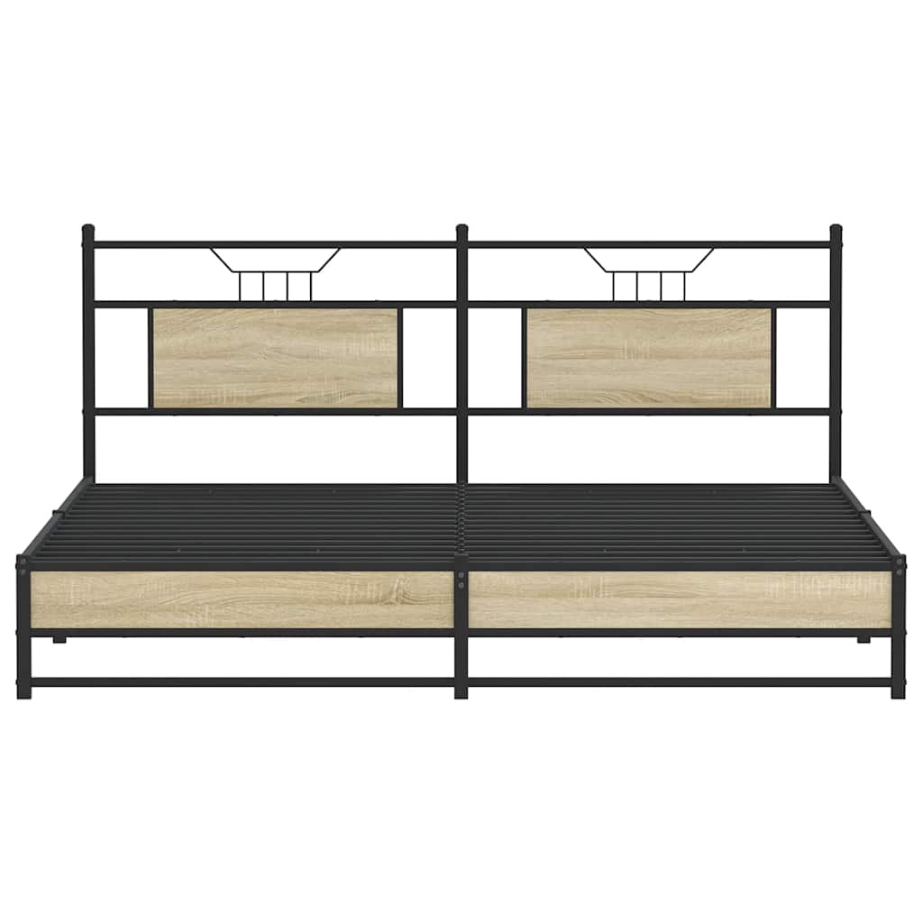 vidaXL Metal Bed Frame without Mattress Sonoma Oak 183x213 cm