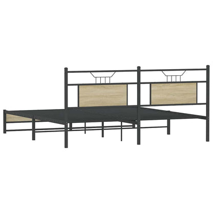 vidaXL Metal Bed Frame without Mattress Sonoma Oak 183x213 cm