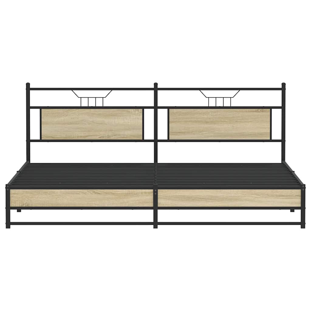 vidaXL Metal Bed Frame without Mattress Sonoma Oak 193x201 cm