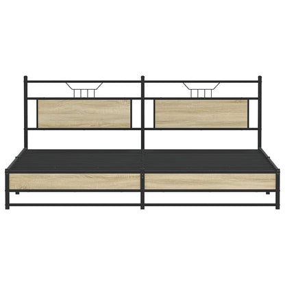 vidaXL Metal Bed Frame without Mattress Sonoma Oak 193x201 cm