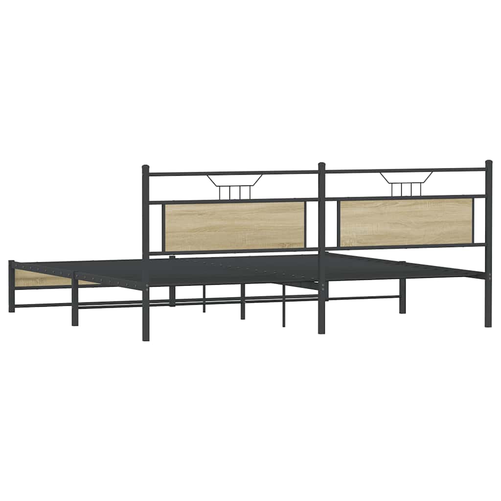 vidaXL Metal Bed Frame without Mattress Sonoma Oak 193x201 cm