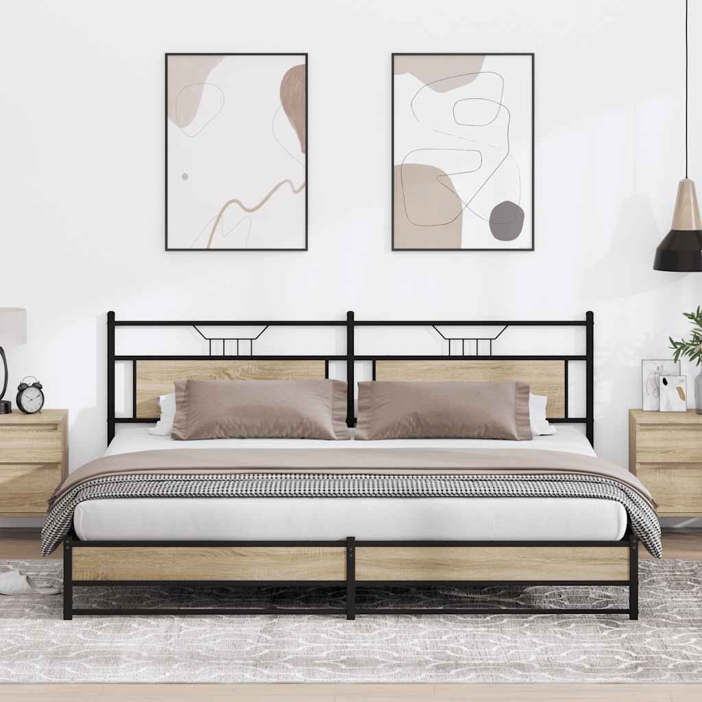 vidaXL Metal Bed Frame without Mattress Sonoma Oak 193x201 cm