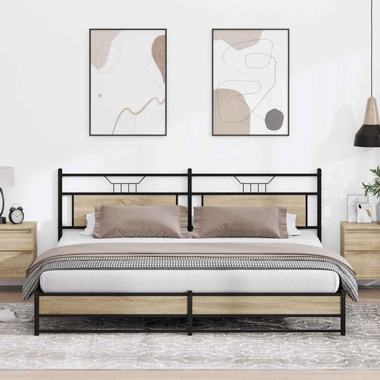 vidaXL Metal Bed Frame without Mattress Sonoma Oak 193x201 cm