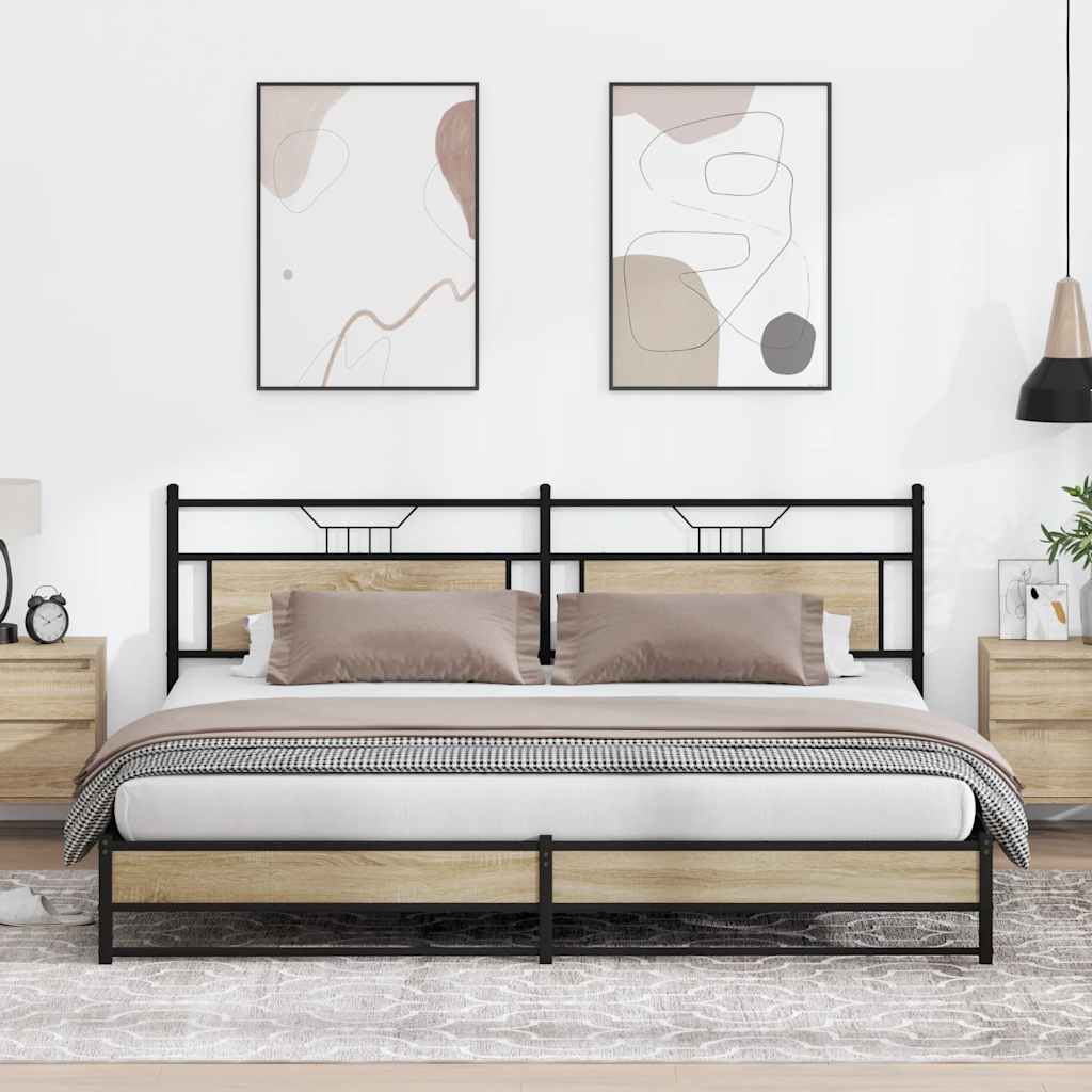 vidaXL Metal Bed Frame without Mattress Sonoma Oak 200x200 cm