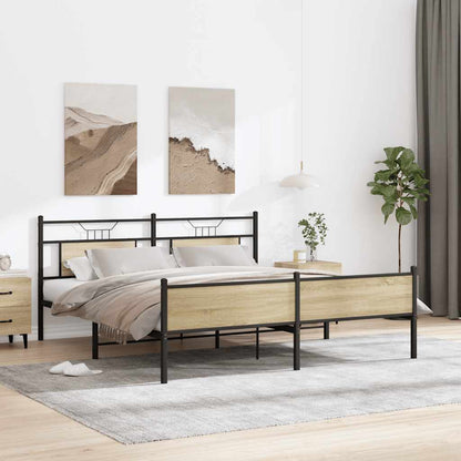vidaXL Metal Bed Frame without Mattress Sonoma Oak 160x200 cm