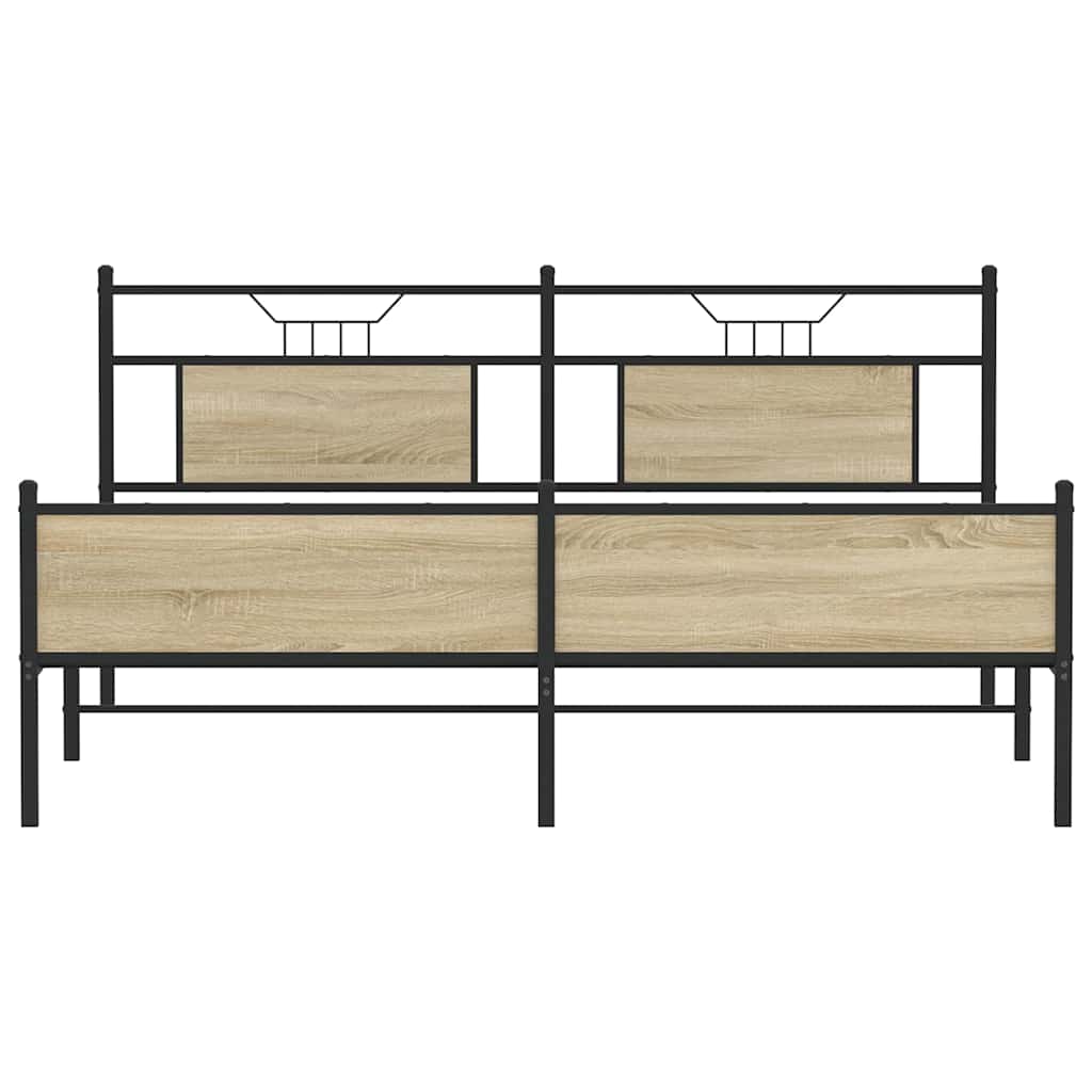 vidaXL Metal Bed Frame without Mattress Sonoma Oak 160x200 cm
