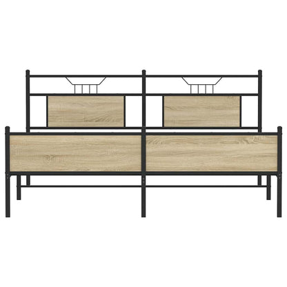 vidaXL Metal Bed Frame without Mattress Sonoma Oak 160x200 cm