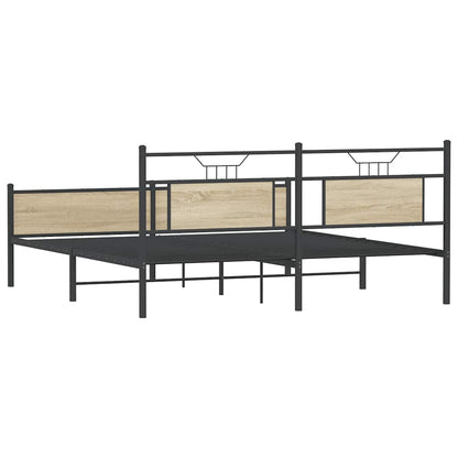 vidaXL Metal Bed Frame without Mattress Sonoma Oak 160x200 cm