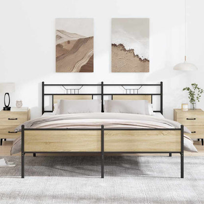 vidaXL Metal Bed Frame without Mattress Sonoma Oak 160x200 cm