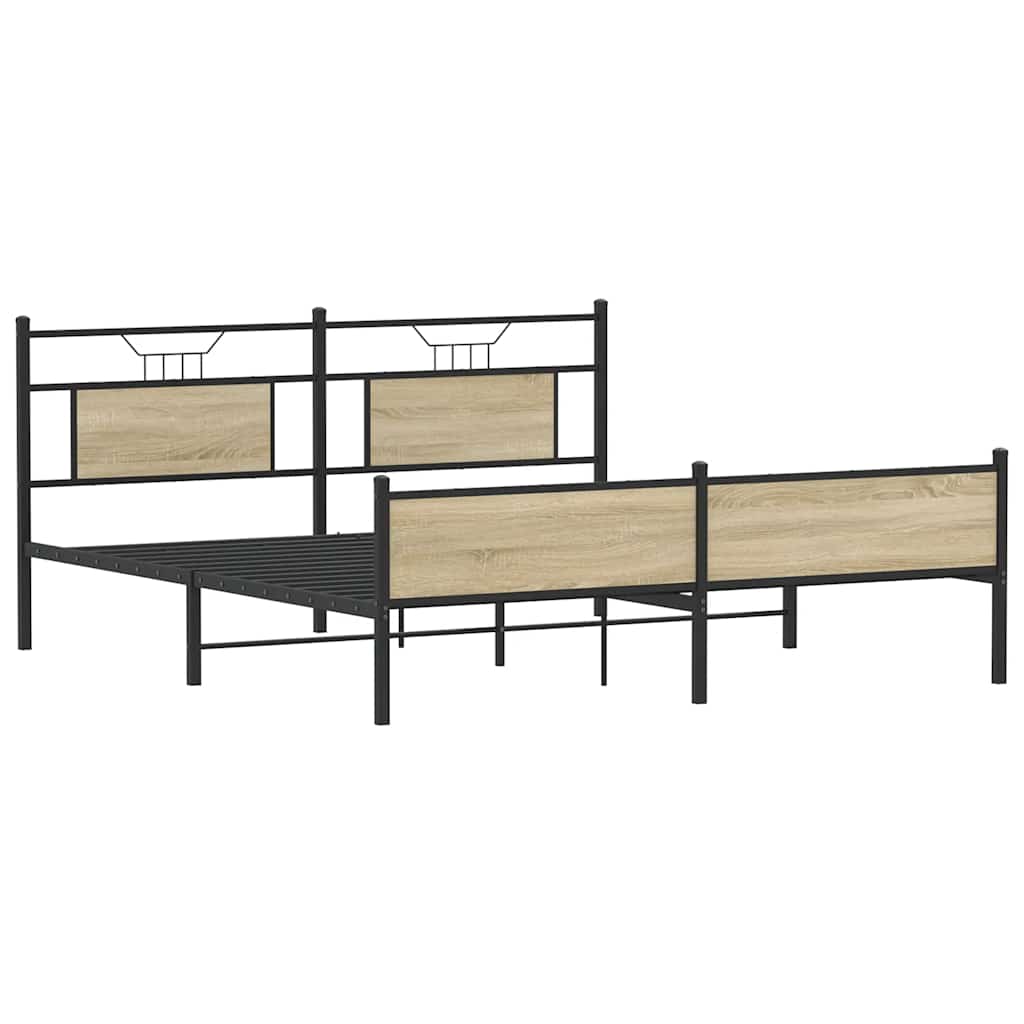 vidaXL Metal Bed Frame without Mattress Sonoma Oak 180x200 cm Super King