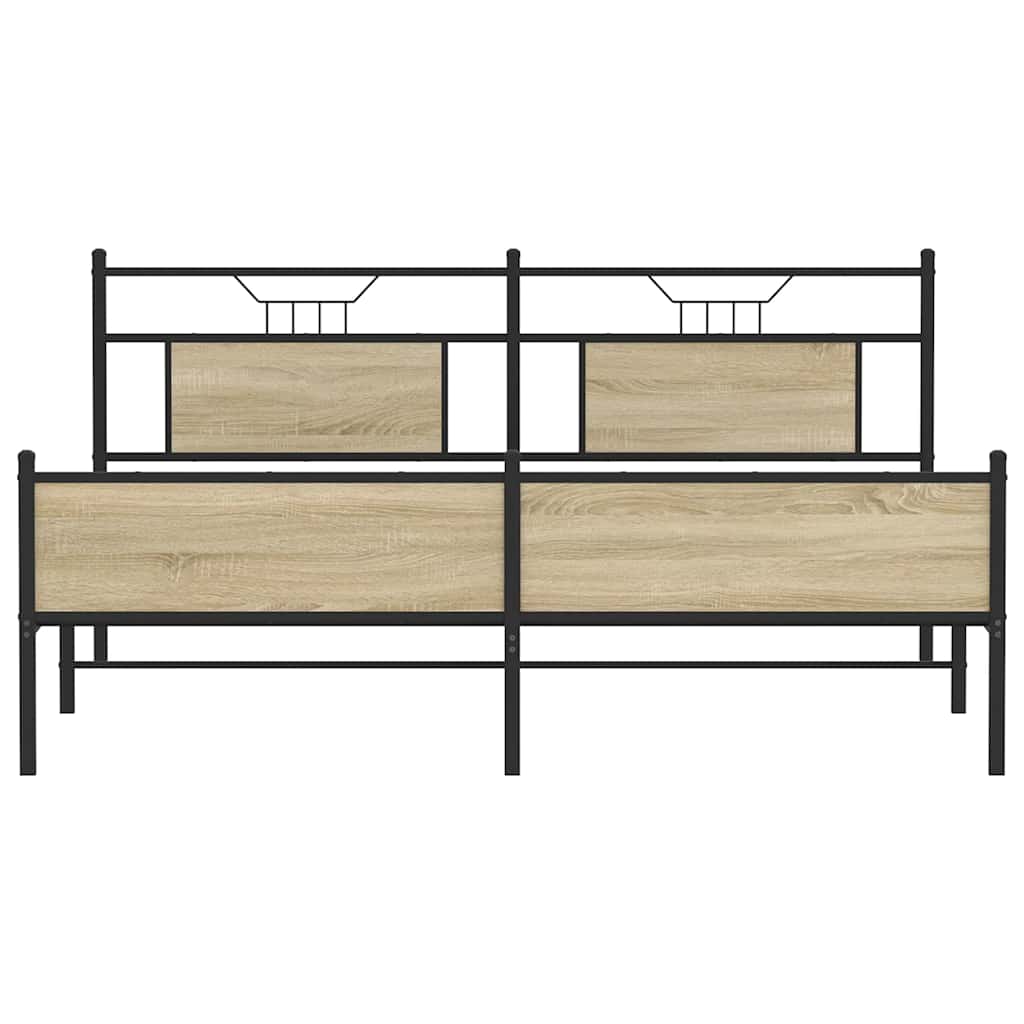 vidaXL Metal Bed Frame without Mattress Sonoma Oak 180x200 cm Super King