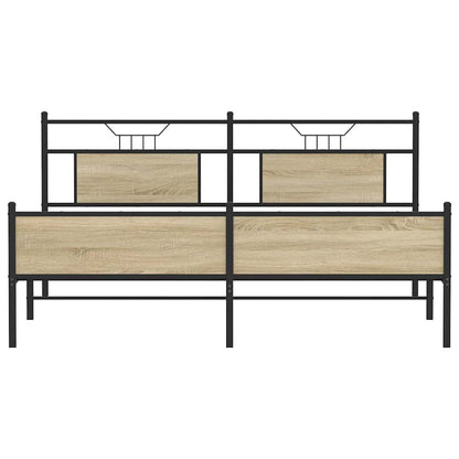vidaXL Metal Bed Frame without Mattress Sonoma Oak 180x200 cm Super King