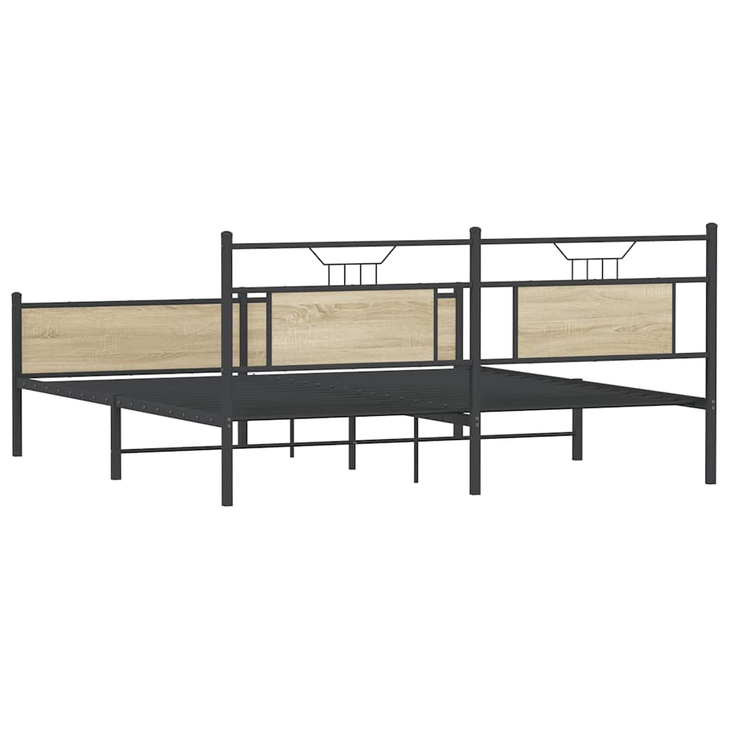vidaXL Metal Bed Frame without Mattress Sonoma Oak 180x200 cm Super King