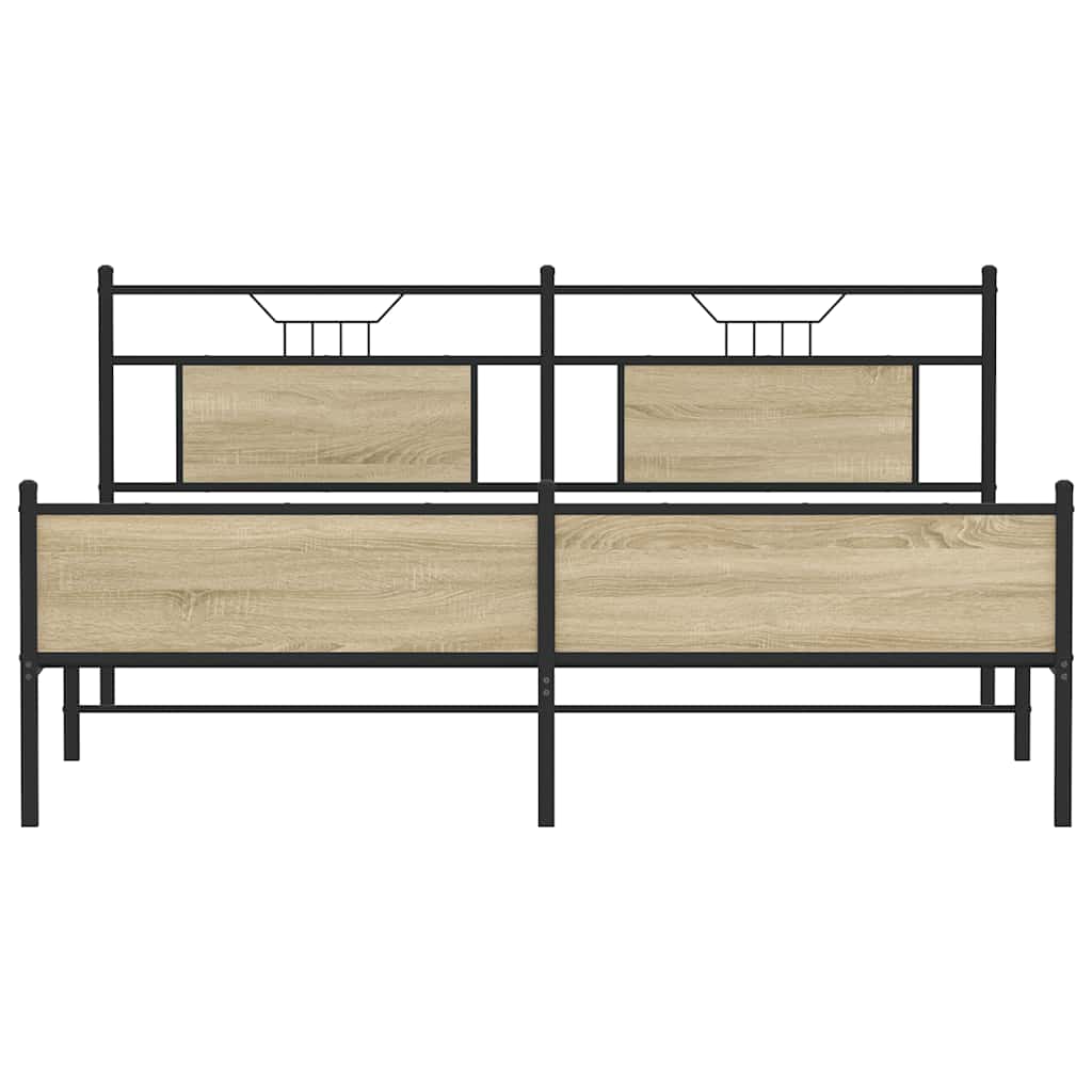 vidaXL Metal Bed Frame without Mattress Sonoma Oak 183x213 cm
