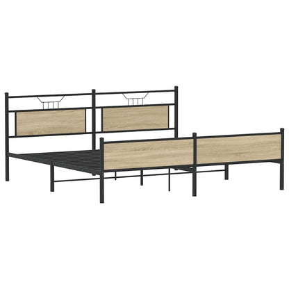 vidaXL Metal Bed Frame without Mattress Sonoma Oak 193x201 cm